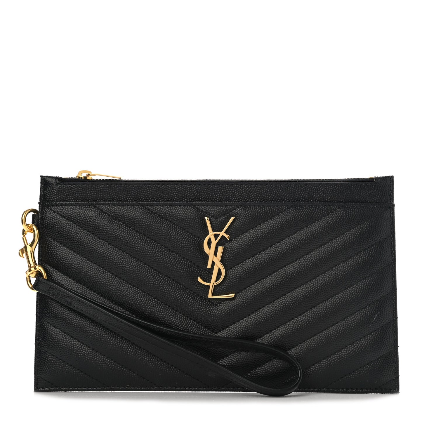 Grain De Poudre Chevron Monogram Large Bill Pouch Black