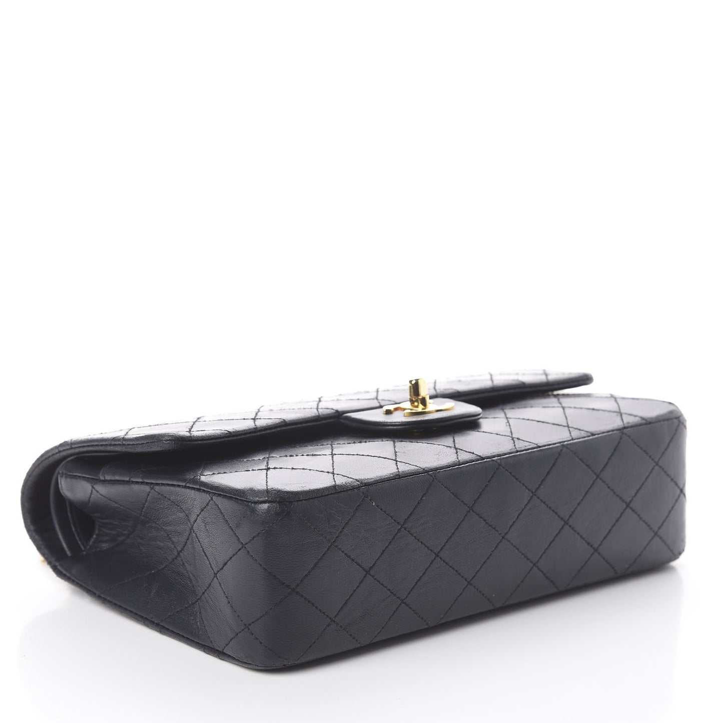 Lambskin Quilted Medium Double Flap Black
