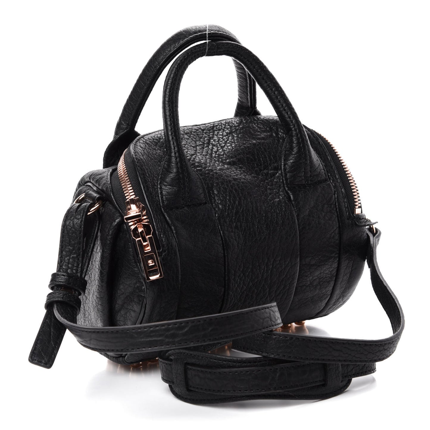 Pebbled Lambskin Mini Rockie Black Rose Gold Hardware