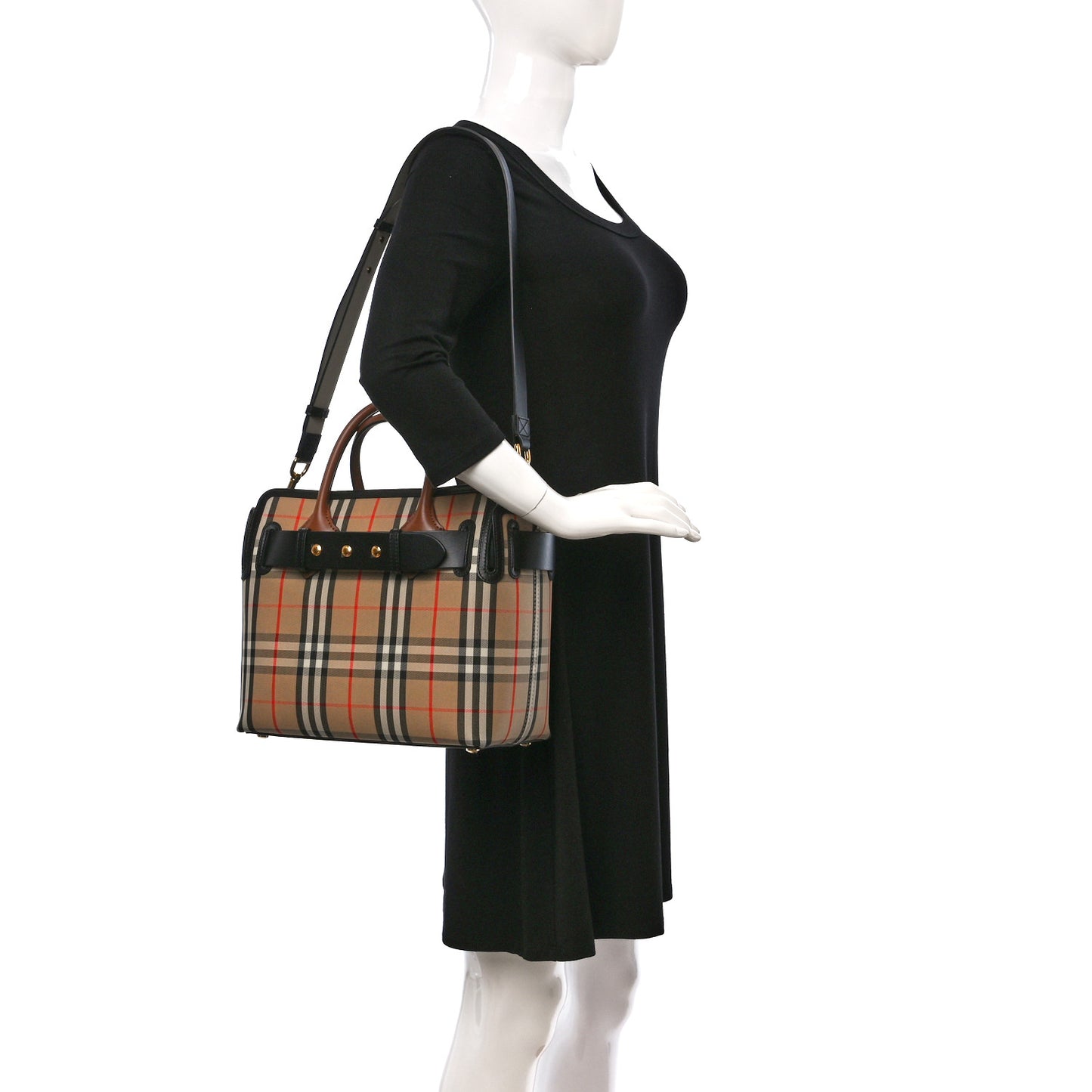 Calfskin Vintage Check Triple Stud Mini Belt Bag Archive Beige