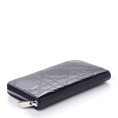 Christian Dior Patent Cannage Voyageur Zip Around Wallet Saphir 4 of 7