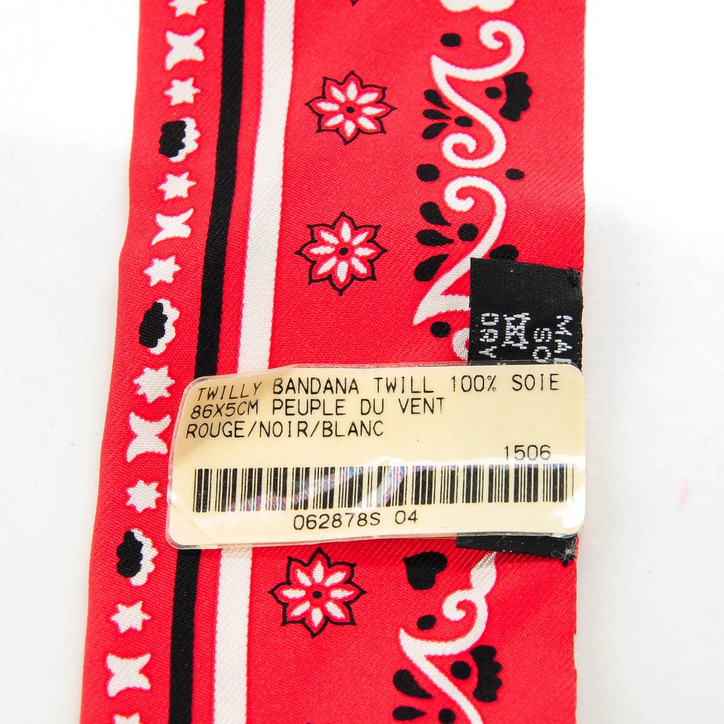 Silk Peuple Du Vent Bandana Twilly Rouge Noir Blanc