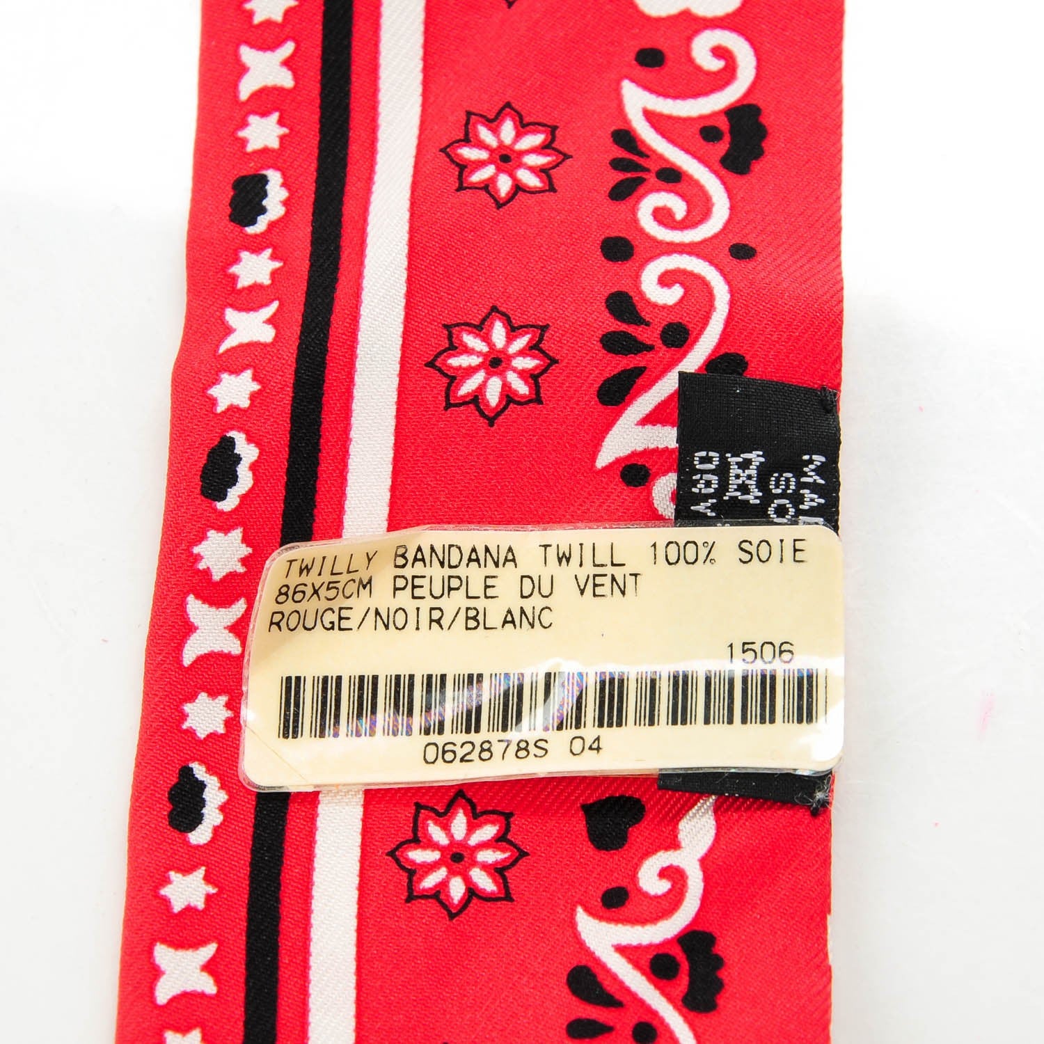 Hermes Silk Peuple Du Vent Bandana Twilly Rouge Noir Blanc 4 of 6