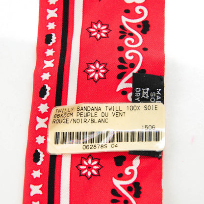 Hermes Silk Peuple Du Vent Bandana Twilly Rouge Noir Blanc 4 of 6