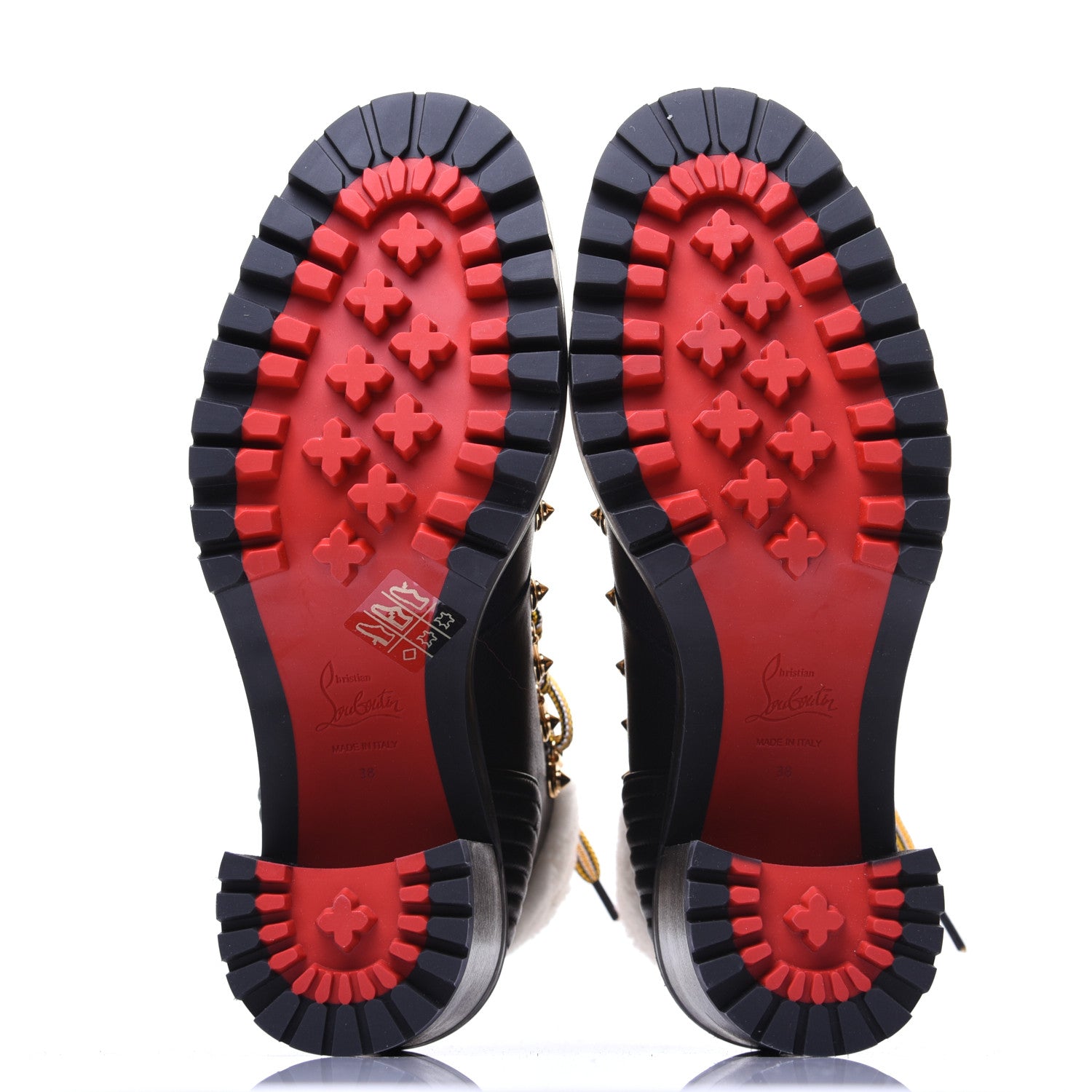 Christian Louboutin Calfskin Shearling Yetita 70 Hiker Booties 38 Black 7 of 10