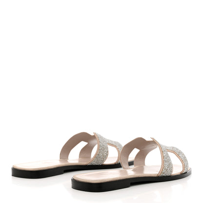 Hermes Suede Goatskin Crystal Powder Oran Sandals 39.5 4 of 11