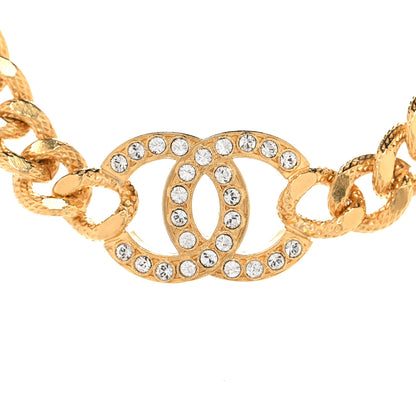 Chanel Crystal Chain Link CC Choker Necklace Gold 4 of 7