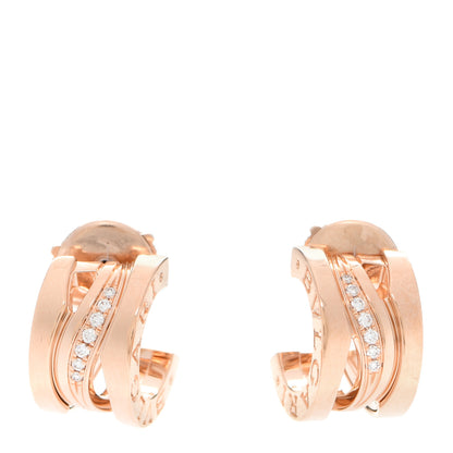 Bulgari 18K Rose Gold Diamond B.Zero1 Legend Hoop Earrings 1 of 6