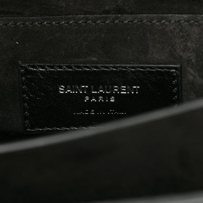 Saint Laurent Grained Calfskin Medium Monogram Sunset Satchel Black 6 of 9