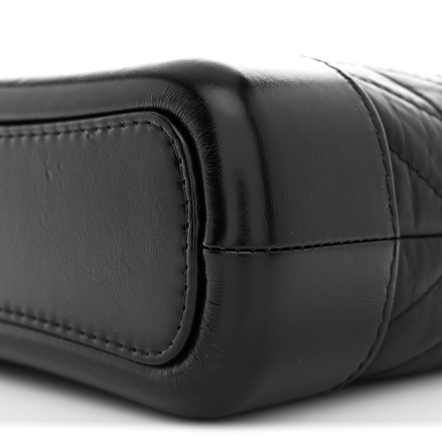 Aged Calfskin Chevron Quilted Small Gabrielle Hobo  Black