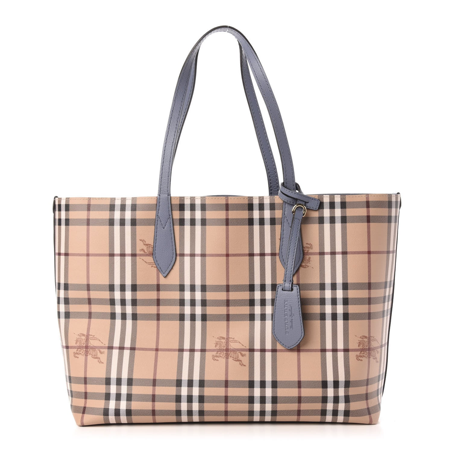 Burberry Calfskin Haymarket Check Medium Reversible Tote Blue 11 of 18