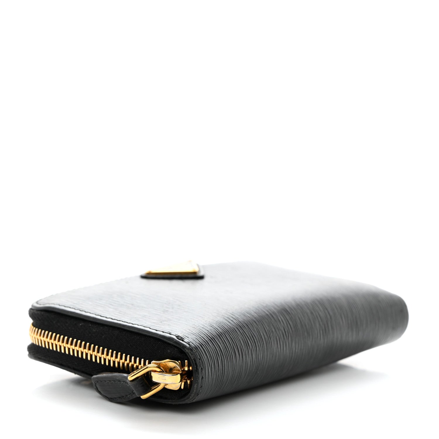 Prada Vitello Move Triangle Compact Zip Wallet Black 4 of 8