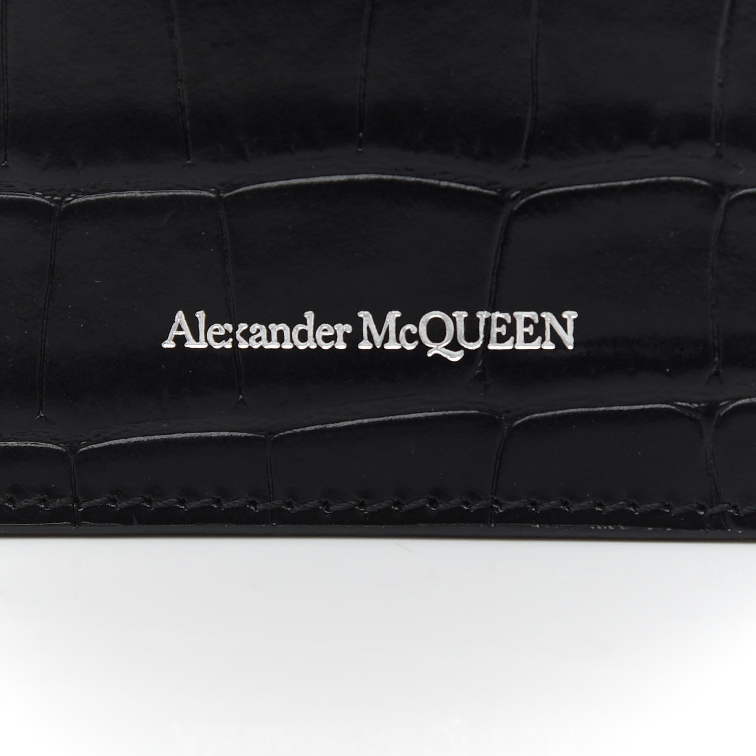 Alexander McQueen Crocodile Embossed Chain Phone Case Black 7 of 9