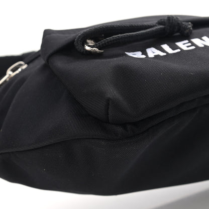 Balenciaga Sport Nylon Logo Embroidered Wheel Belt Bag Black White 9 of 10