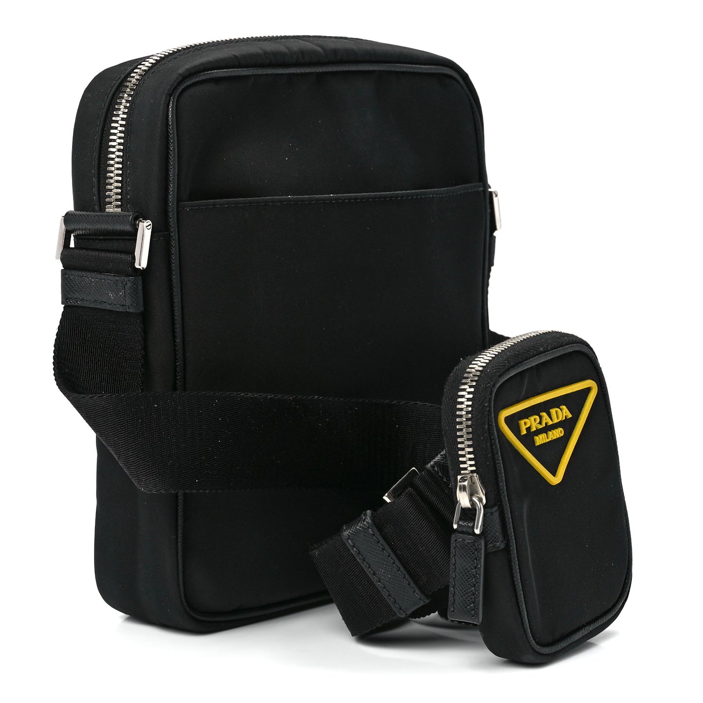 Tessuto Nylon Saffiano Messenger Bag Black Yellow