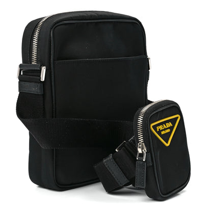 Prada Tessuto Nylon Saffiano Messenger Bag Black Yellow 3 of 13