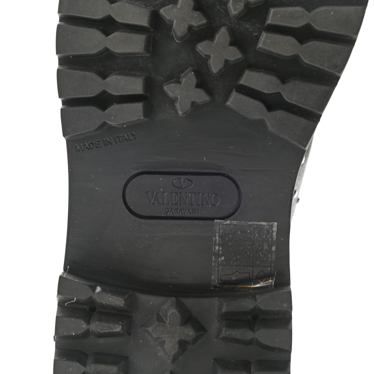 Calfskin Rockstud Studded Combat Boots 37 Black