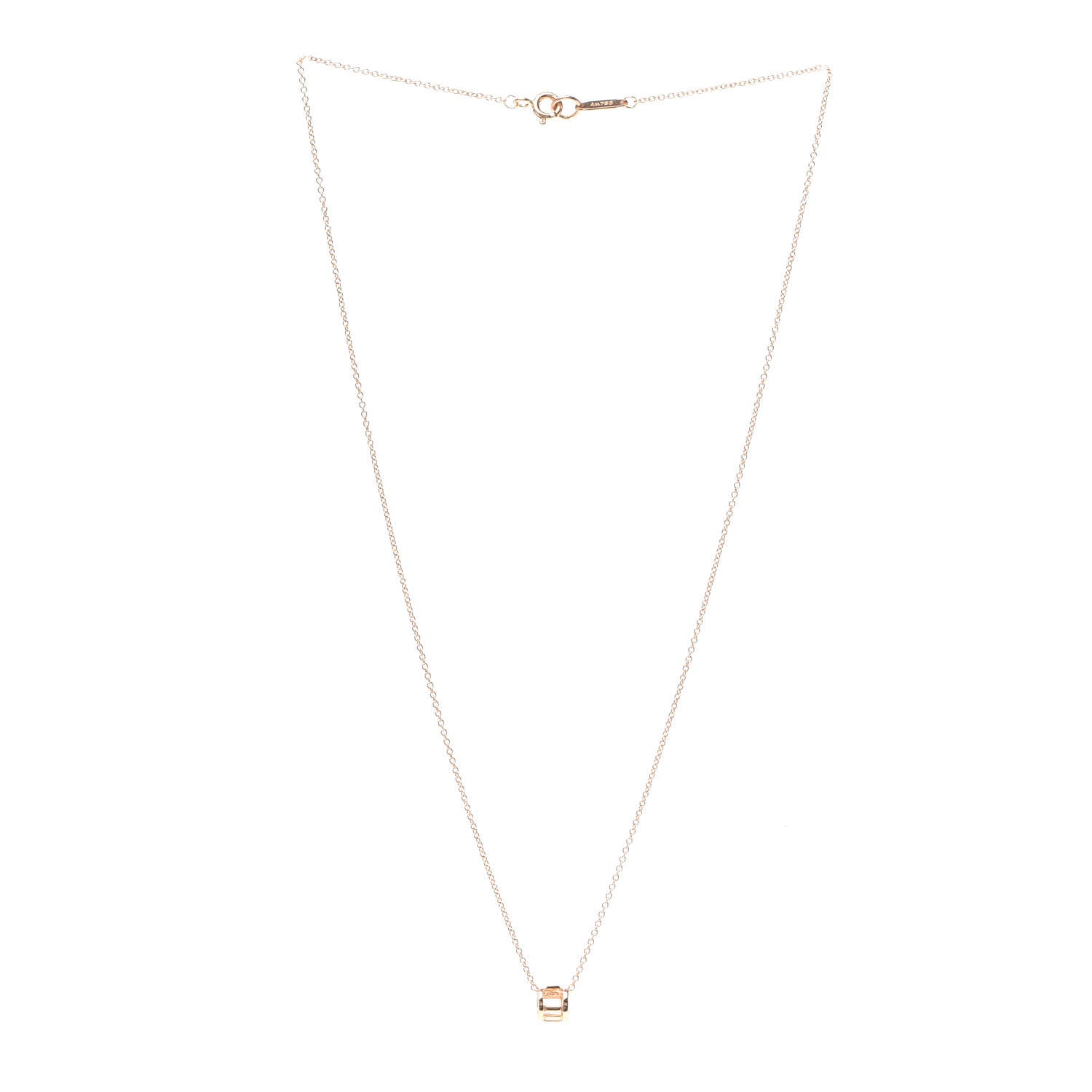 Tiffany 18K Rose Gold Atlas Open Pendant Necklace 3 of 5