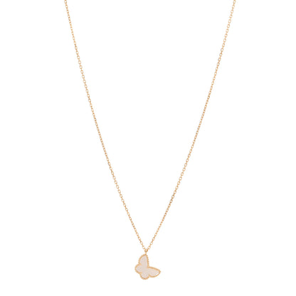Van Cleef & Arpels 18K Yellow Gold Mother of Pearl Sweet Alhambra Butterfly Pendant Necklace 1 of 6