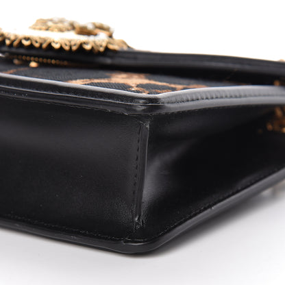 Dolce & Gabbana Jacquard Leopard Print Medium Devotion Crossbody Bag Black 10 of 12