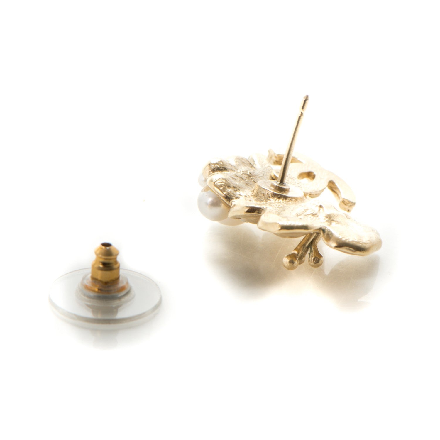 Chanel Pearl CC Flower Earrings Gold 4 of 5