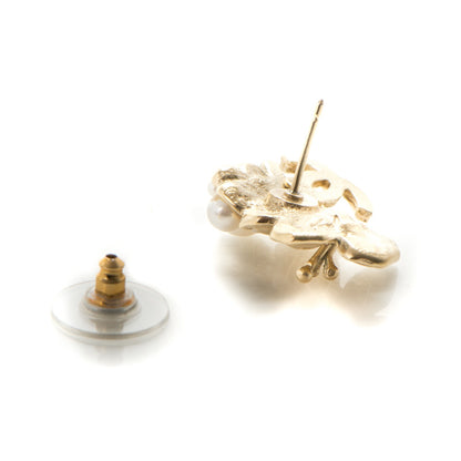 Chanel Pearl CC Flower Earrings Gold 4 of 5