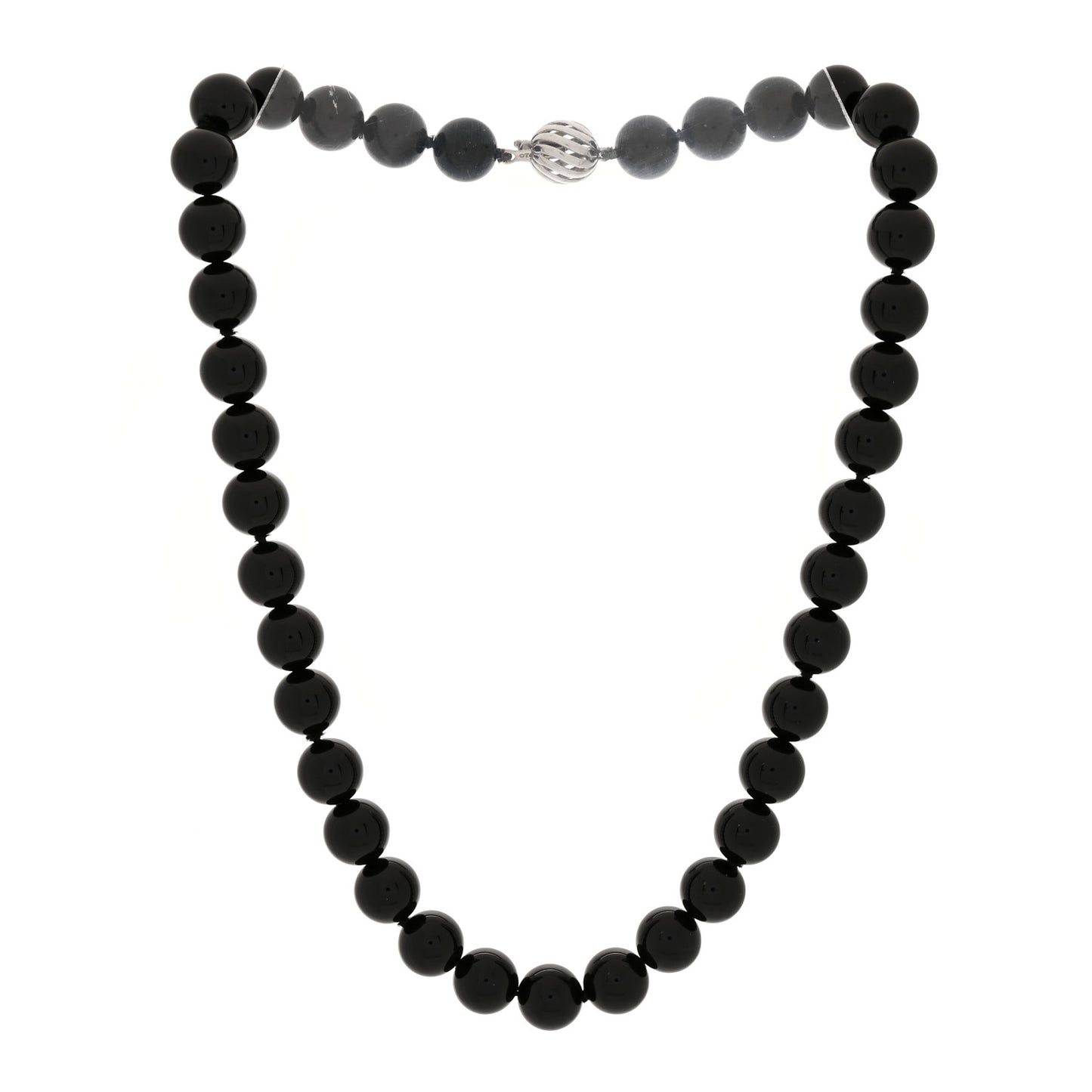 Sterling Silver Black Onyx 10mm Bead Necklace