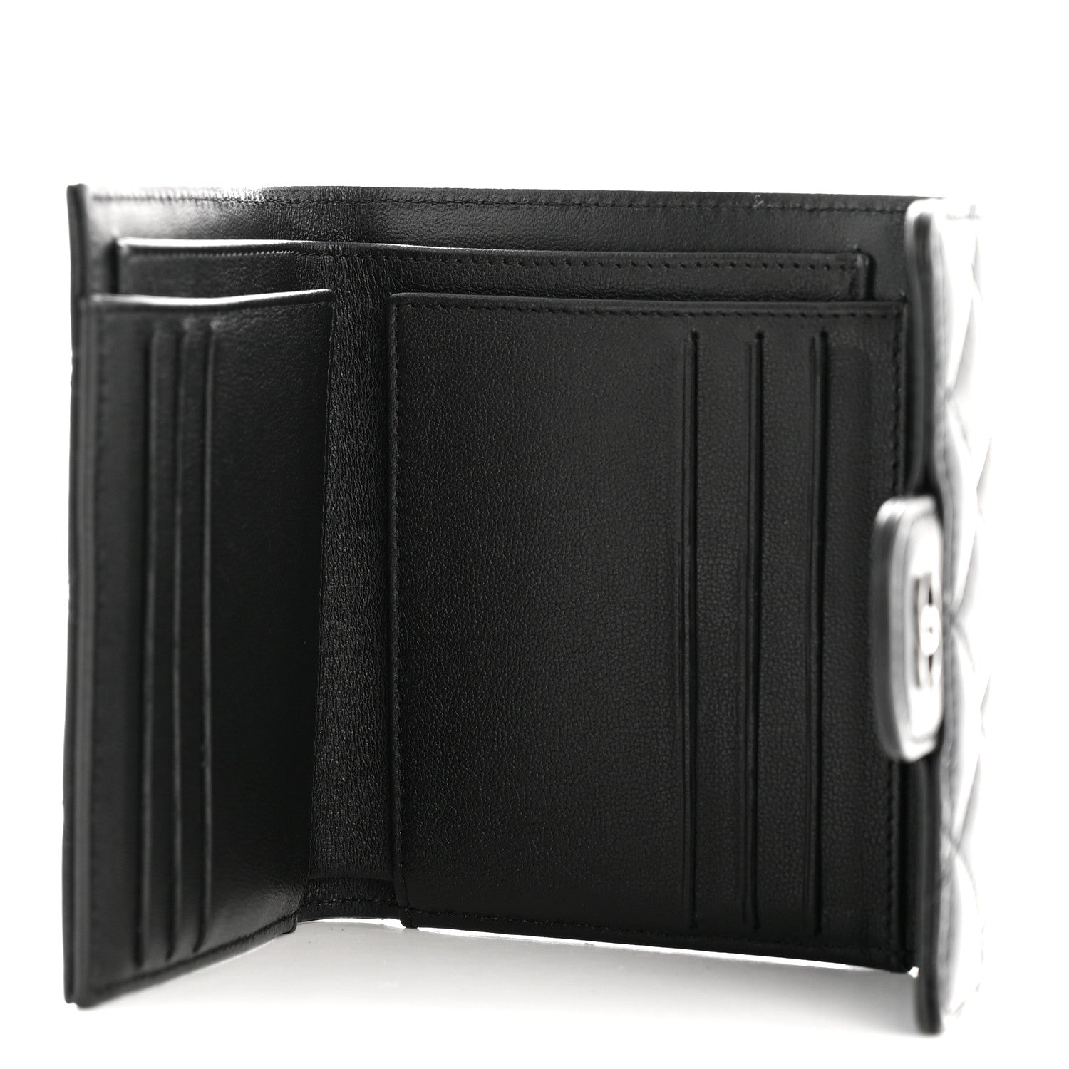 Chanel Lambskin Quilted Compact Flap Wallet So Black 1871143