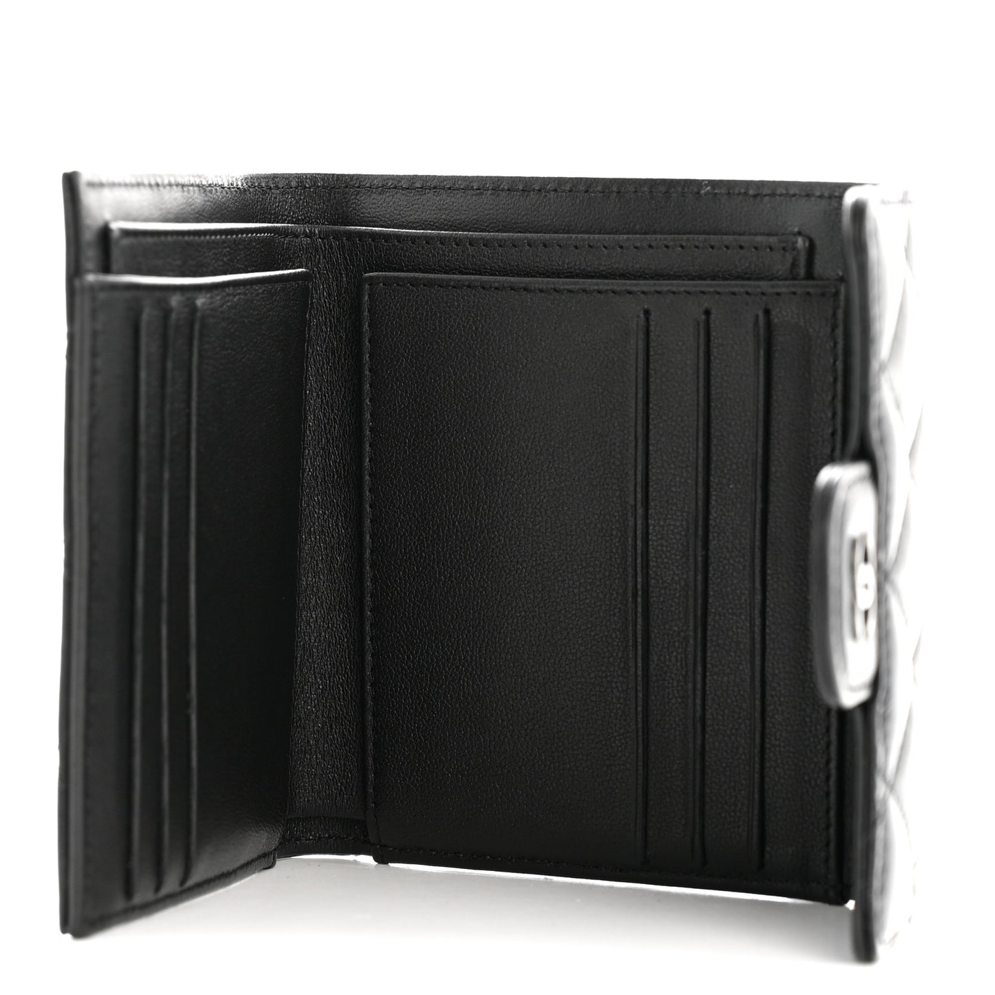 Lambskin Quilted Compact Flap Wallet So Black