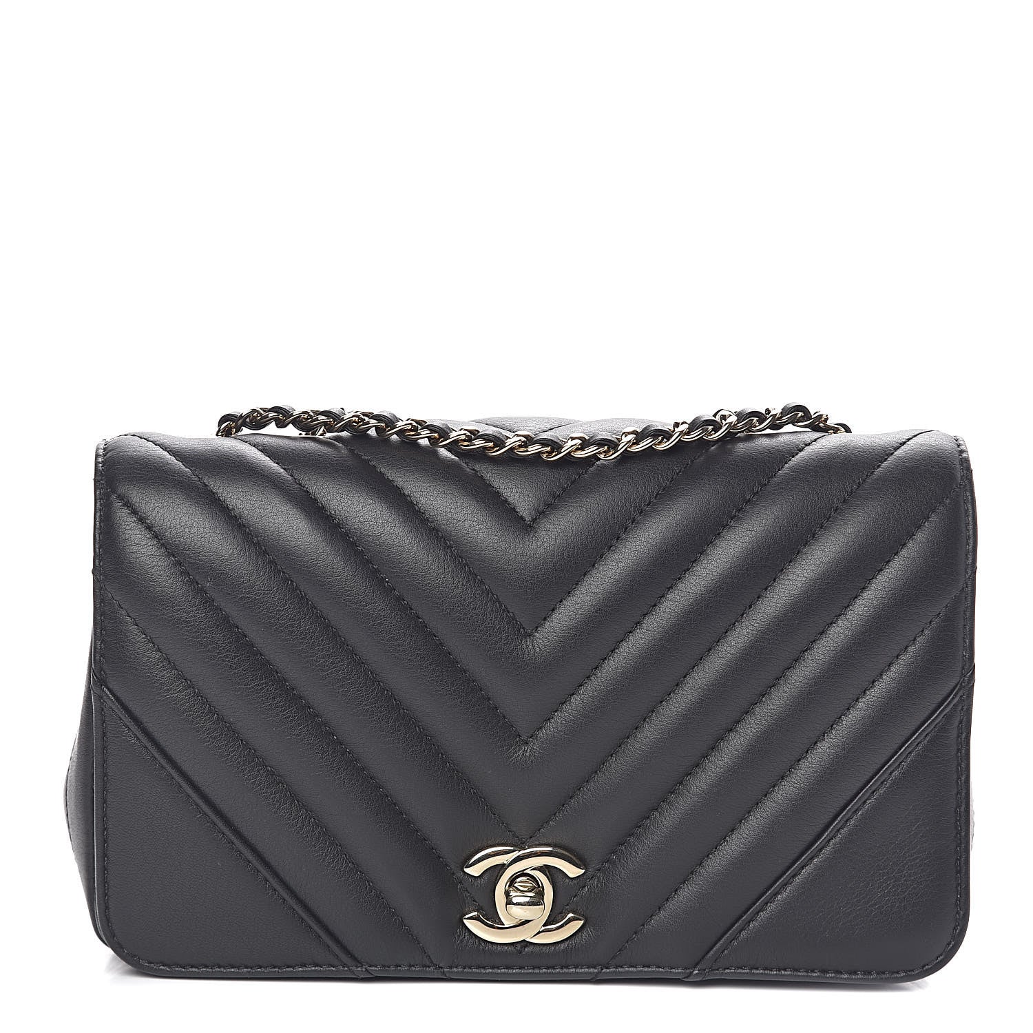 Chanel Calfskin Chevron Quilted Mini Statement Flap Black 1 of 10
