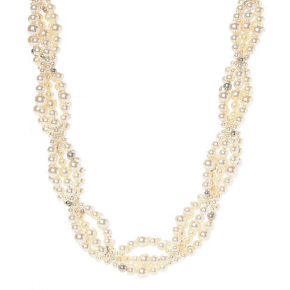 Chanel Graduated Pearl Crystal CC Long Necklace Silver 1 of 8