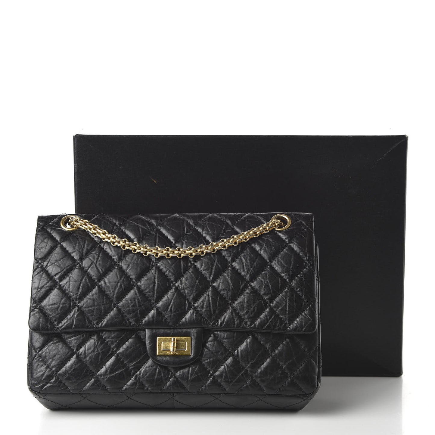 Aged Calfskin Quilted 2.55 Reissue 226 Flap Black
