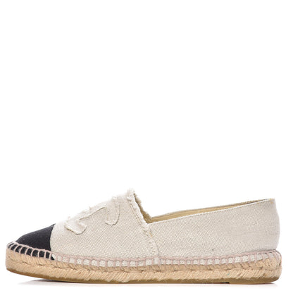 Chanel Linen CC Espadrilles 39 Beige Black 1 of 19
