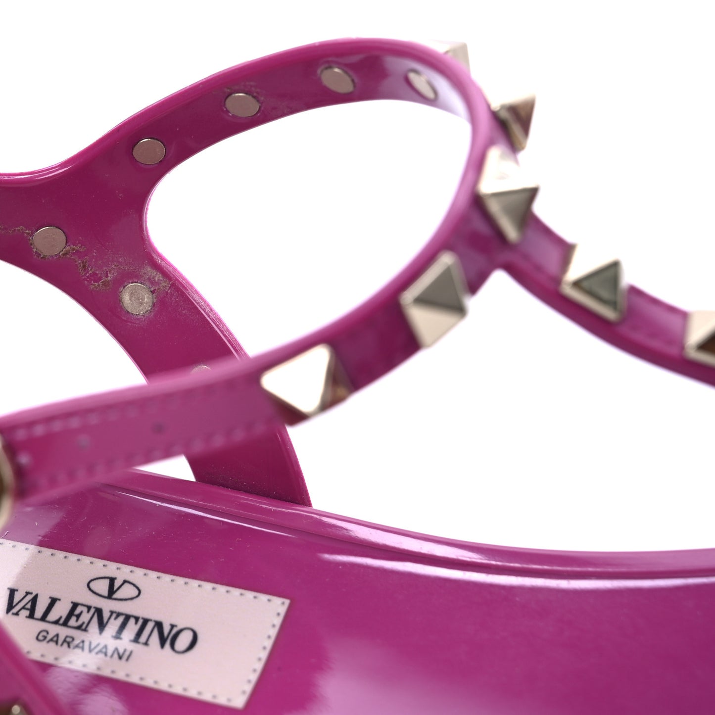 PVC Jelly Rockstud Caged Flat Thong Sandals 38 Blossom
