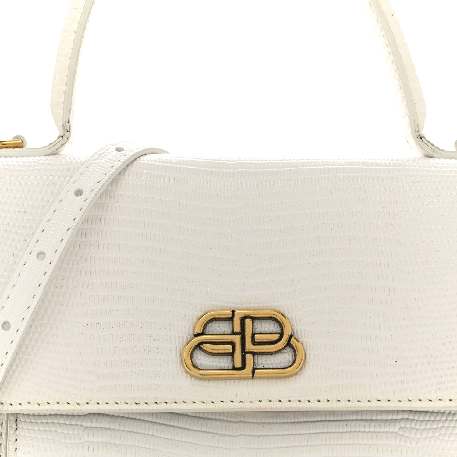 Balenciaga Patent Calfskin Lizard Embossed XS Sharp Top Handle Bag