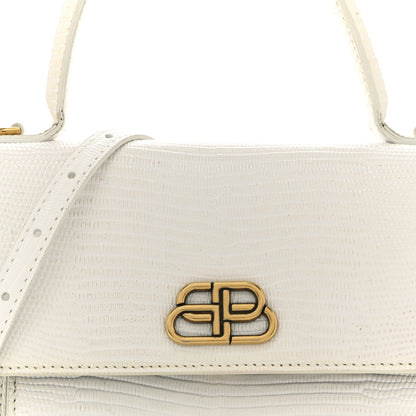 Balenciaga Patent Calfskin Lizard Embossed XS Sharp Top Handle Bag White 7 of 14