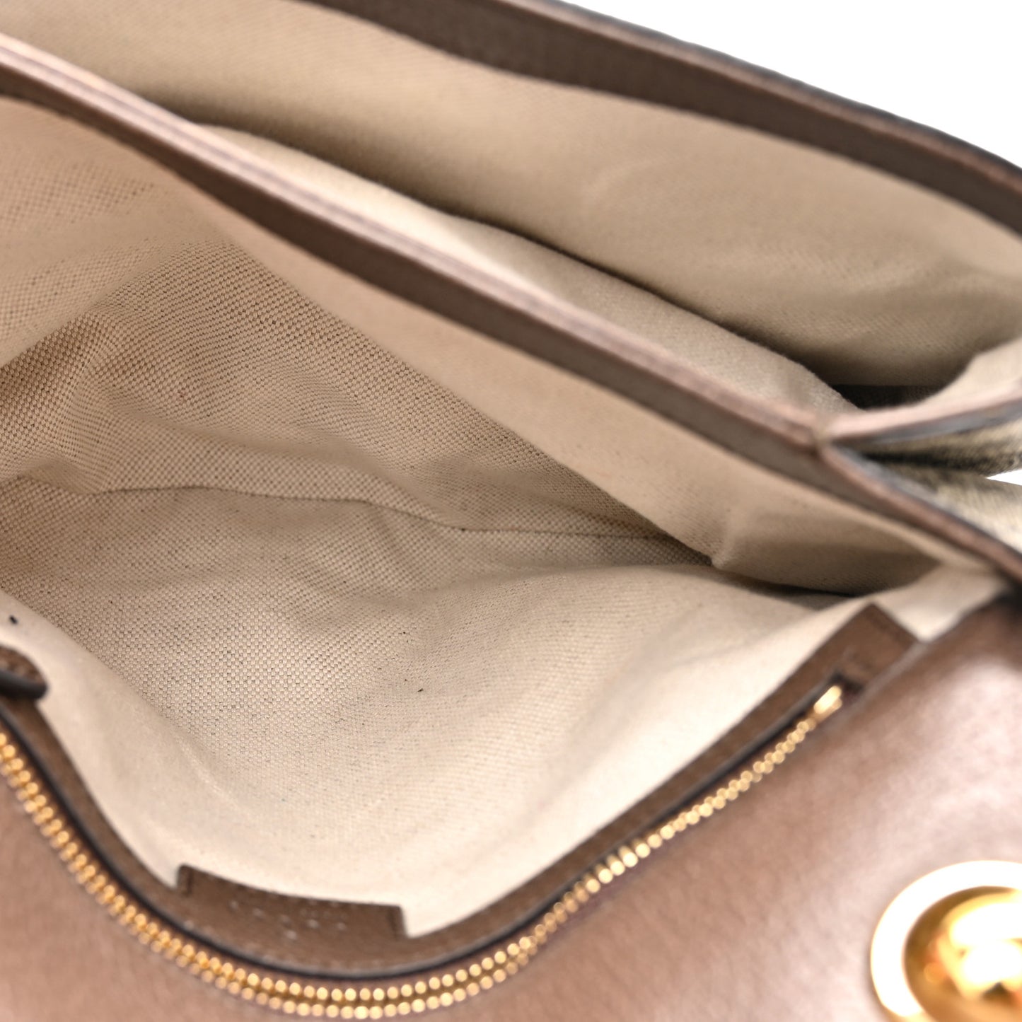 GG Supreme Monogram Textured Dollar Calfskin Web Medium Blondie Top Handle Shoulder Flap Bag Beige Ebony New Acero