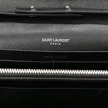 Saint Laurent Grain De Poudre Matelasse Chevron Monogram Chain Wallet Black 6 of 10