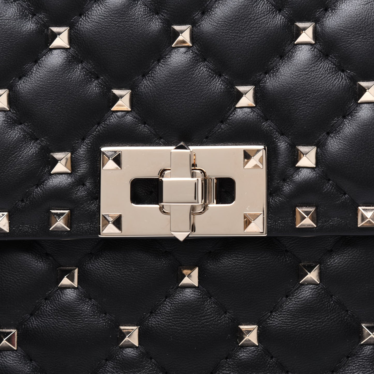Lambskin Medium Rockstud Spike Shoulder Bag Black