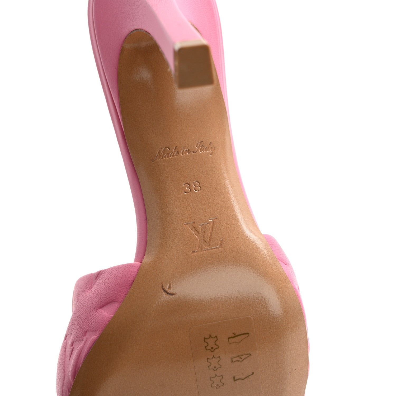 Louis Vuitton Lambskin Embossed Monogram Revival Mid Heel Mules 38 Rose Pop 7 of 12