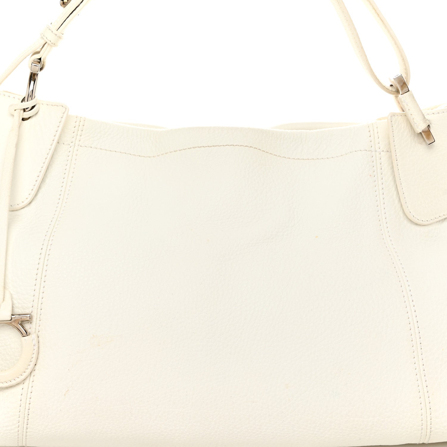 Salvatore Ferragamo Grained Calfskin Gancini Shoulder Bag White 8 of 12