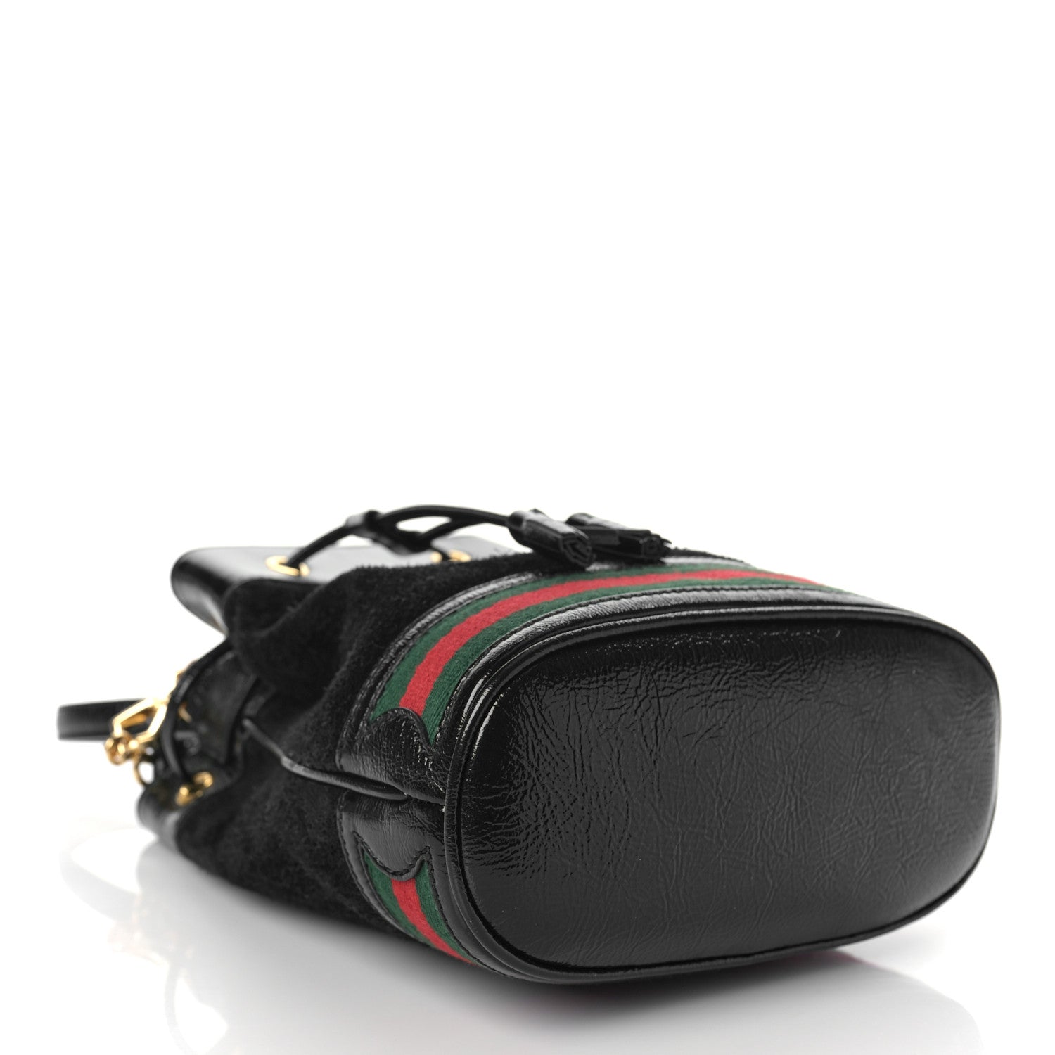 Gucci Suede Patent Web Small Ophidia Bucket Bag Black 4 of 9