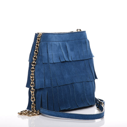 Burberry Suede Fringe Mini Bucket Bag Marine 3 of 8