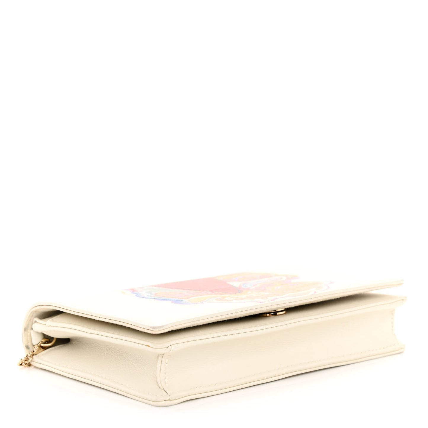 Calfskin Amour Wallet On Chain Latte Multicolor