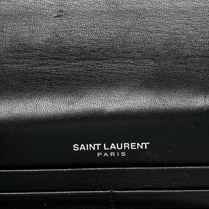 Saint Laurent Calfskin Crocodile Embossed Kate Monogram Tassel Chain Wallet Black 6 of 8