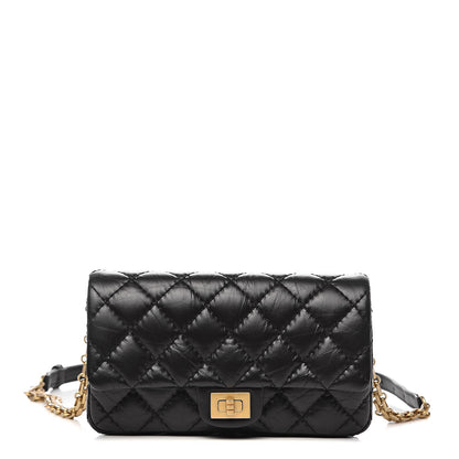 Chanel Aged Calfskin Quilted 2.55 Reissue Chain Waist Bag Black 1 of 11