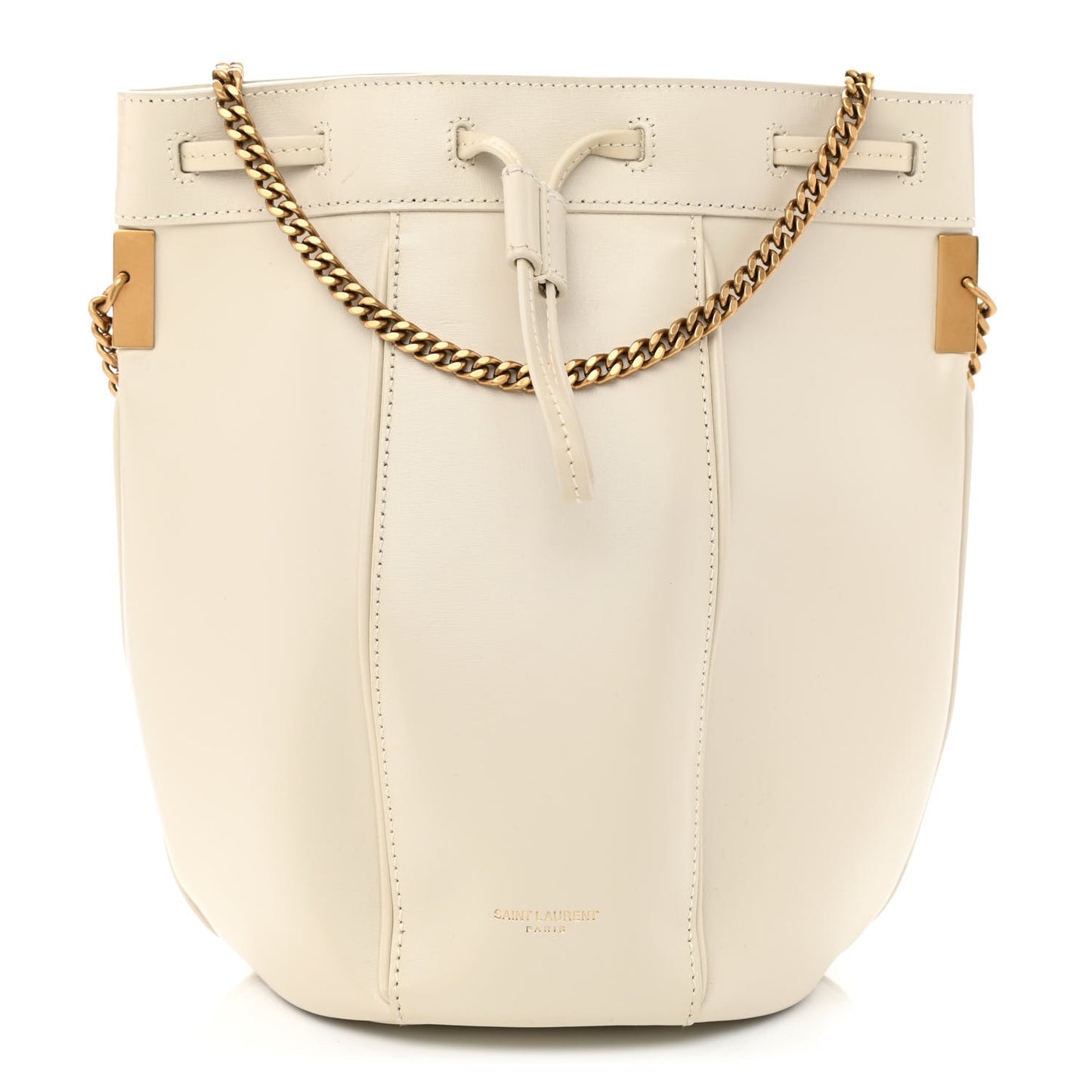 Smooth Calfskin Small Talitha Bucket Bag Vintage White