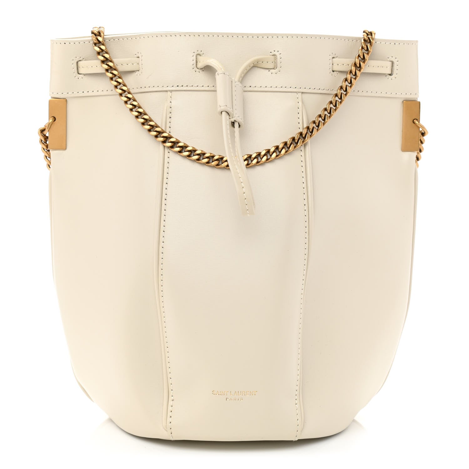 Saint Laurent Smooth Calfskin Small Talitha Bucket Bag Vintage White 1 of 7