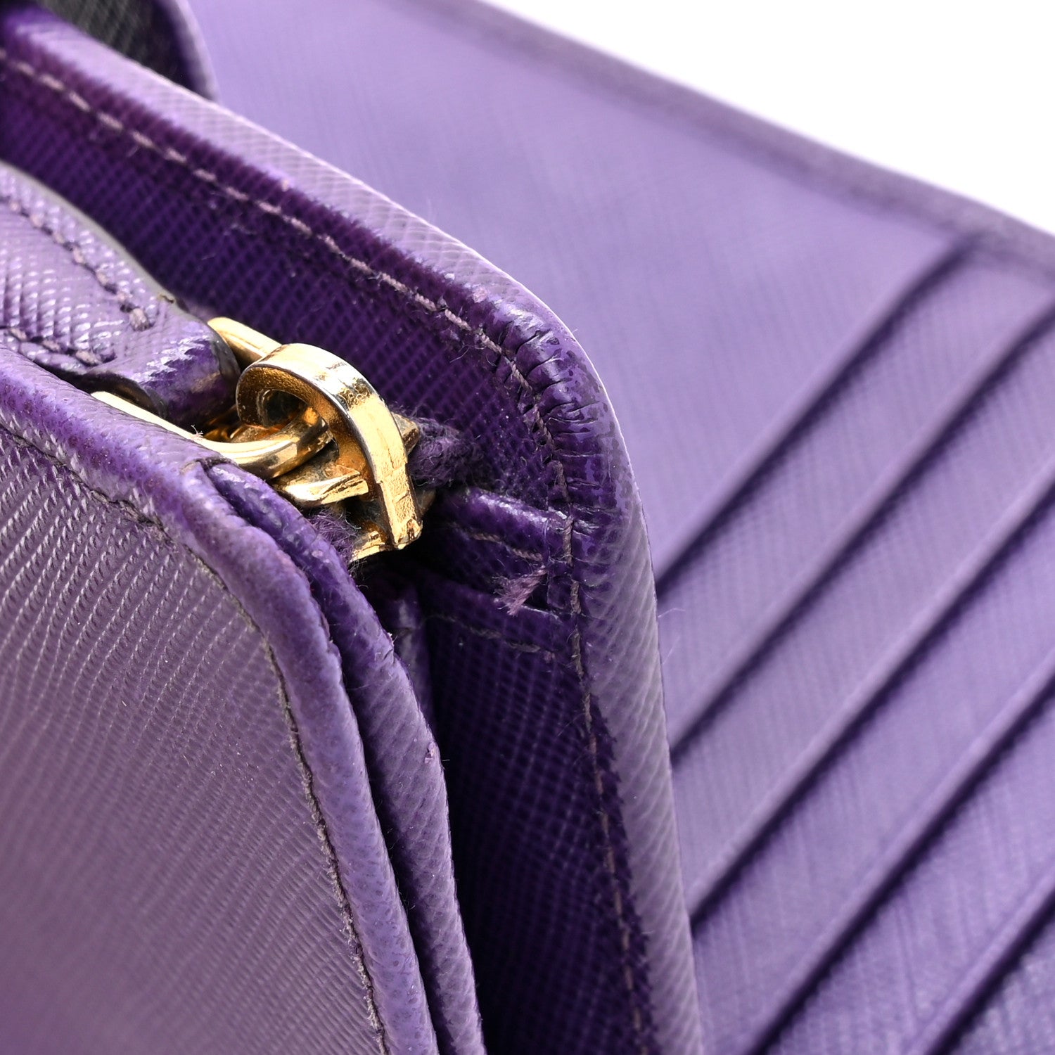 Prada Saffiano Metal Coin Purse Purple 9 of 15
