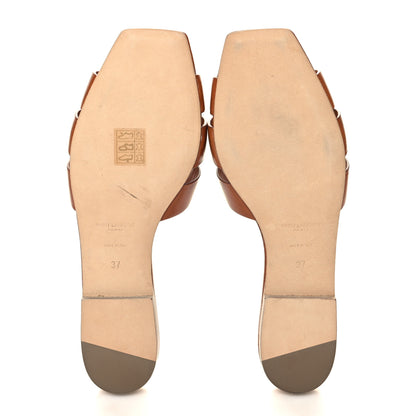 Saint Laurent Calfskin Tribute 05 Slide Sandals 37 Amber 5 of 9